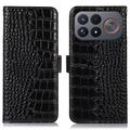 Custodia in Pelle a Portafoglio Serie Crocodile con RFID per Xiaomi Redmi K100 Pro Max/Poco F9 Ultra