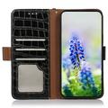 Custodia in Pelle a Portafoglio Serie Crocodile con RFID per Xiaomi Redmi K100 Pro Max/Poco F9 Ultra - Nera