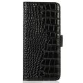 Custodia in Pelle a Portafoglio Serie Crocodile con RFID per Xiaomi Redmi K100 Pro Max/Poco F9 Ultra - Nera