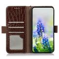 Custodia in Pelle a Portafoglio Serie Crocodile con RFID per Xiaomi Redmi K100 Pro Max/Poco F9 Ultra - Marrone