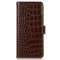 Custodia in Pelle a Portafoglio Serie Crocodile con RFID per Xiaomi Redmi K100 Pro Max/Poco F9 Ultra - Marrone