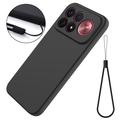 Custodia in silicone liquido con cinghia a mano per Xiaomi Redmi K100 Pro Max/Poco F9 Ultra - Nera