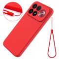 Custodia in silicone liquido con cinghia a mano per Xiaomi Redmi K100 Pro Max/Poco F9 Ultra - Rossa