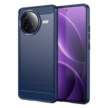 Custodia in TPU Spazzolato per Xiaomi Redmi K80/Poco F7 Pro - Fibra di Carbonio - Blu
