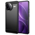 Custodia in TPU spazzolato per Xiaomi Redmi K80 Pro/Poco F7 Ultra - Fibra di Carbonio - Nera