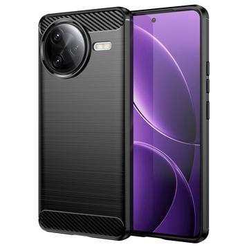 Custodia in TPU spazzolato per Xiaomi Redmi K80 Pro/Poco F7 Ultra - Fibra di Carbonio - Nera