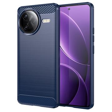 Custodia in TPU Spazzolato per Xiaomi Redmi K80 Pro/Poco F7 Ultra - Fibra di Carbonio - Blu