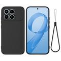 Custodia in silicone liquido con cinghia a mano per Xiaomi Redmi K90 - Nera