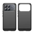 Custodia in TPU spazzolato per Xiaomi Redmi K90 Pro Max/Poco F8 Ultra - Fibra di Carbonio - Nera