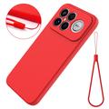 Custodia in silicone liquido con cinghia a mano per Xiaomi Redmi K90 Pro Max/Poco F8 Ultra - Rossa
