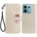 Xiaomi Redmi Note 13 Custodia portafoglio con strass gufo