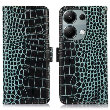 Custodia in Pelle a Portafoglio Serie Crocodile con RFID per Xiaomi Redmi Note 13 Pro 4G/Poco M6 Pro