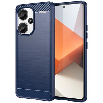 Custodia in TPU Spazzolato per Xiaomi Redmi Note 13 Pro+ - Fibra di Carbonio - Blu