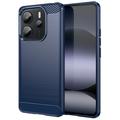 Custodia in TPU Spazzolato per Xiaomi Redmi Note 14 4G - Fibra di Carbonio - Blu