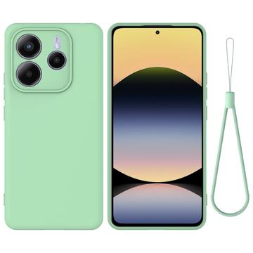 Custodia in silicone liquido con cinghia a mano per Xiaomi Redmi Note 14 5G - Verde