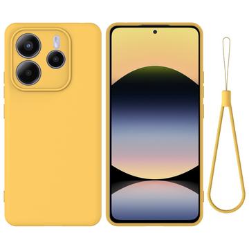 Custodia in silicone liquido con cinghia a mano per Xiaomi Redmi Note 14 5G - Gialla