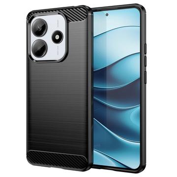Custodia in TPU spazzolato per Xiaomi Redmi Note 14 - Fibra di Carbonio - Nera