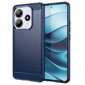Custodia in TPU Spazzolato per Xiaomi Redmi Note 14 - Fibra di Carbonio - Blu