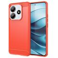 Custodia in TPU spazzolato per Xiaomi Redmi Note 14 - Fibra di Carbonio - Rossa