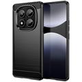 Custodia in TPU spazzolato per Xiaomi Redmi Note 14 Pro 4G - Fibra di Carbonio - Nera