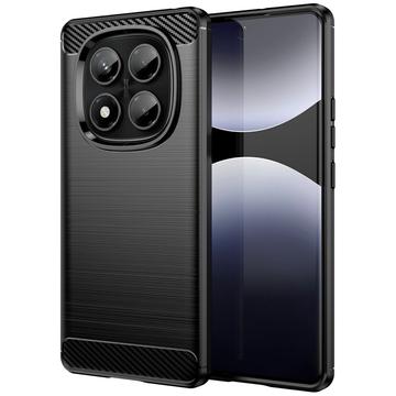 Custodia in TPU spazzolato per Xiaomi Redmi Note 14 Pro 4G - Fibra di Carbonio - Nera