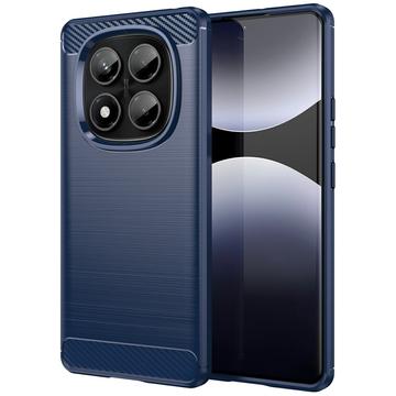 Custodia in TPU Spazzolato per Xiaomi Redmi Note 14 Pro 4G - Fibra di Carbonio - Blu