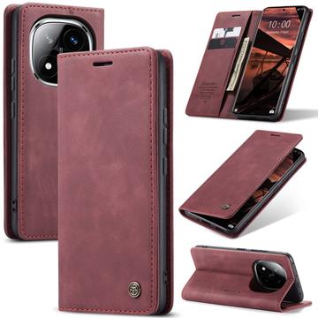 Custodia a Portafoglio Caseme 013 Serie per Xiaomi Redmi Note 14 Pro 5G/14 Pro+ 5G/Poco X7 - Rosso vino