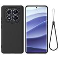 Custodia in silicone liquido con cinghia a mano per Xiaomi Redmi Note 14 Pro 5G, Poco X7 - Nera
