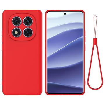Custodia in silicone liquido con cinghia a mano per Xiaomi Redmi Note 14 Pro 5G/Poco X7 - Rossa