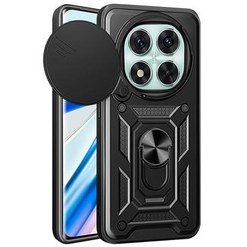 Custodia ibrida con anello rotante e protezione per fotocamera per Xiaomi Redmi Note 14 Pro 5G/Poco X7 - Nera