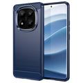 Custodia in TPU Spazzolato per Xiaomi Redmi Note 14 Pro+ 5G - Fibra di Carbonio - Blu
