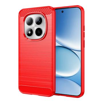 Custodia in TPU spazzolato per Xiaomi Redmi Note 15 Pro 5G - Fibra di Carbonio - Rossa