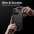 Custodia in TPU spazzolato per Xiaomi Redmi Note 17 Pro - Fibra di Carbonio - Nera
