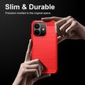 Custodia in TPU spazzolato per Xiaomi Redmi Note 17 Pro - Fibra di Carbonio - Rossa
