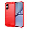 Custodia in TPU spazzolato per Xiaomi Redmi Turbo 5/Poco X8 Pro - Fibra di Carbonio - Rossa