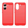 Custodia in TPU spazzolato per Xiaomi Redmi Turbo 5/Poco X8 Pro - Fibra di Carbonio - Rossa