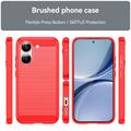 Custodia in TPU spazzolato per Xiaomi Redmi Turbo 5/Poco X8 Pro - Fibra di Carbonio - Rossa