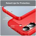 Custodia in TPU spazzolato per Xiaomi Redmi Turbo 5/Poco X8 Pro - Fibra di Carbonio - Rossa