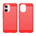 Custodia in TPU spazzolato per Xiaomi Redmi Turbo 5 Max/Poco X8 Pro Max - Fibra di Carbonio - Rossa