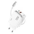 Xundd XDCH-109 Caricabatterie rapido GaN da 70W con cavo USB-C - spina UE - bianco
