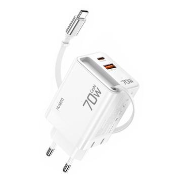 Xundd XDCH-109 Caricabatterie rapido GaN da 70W con cavo USB-C - spina UE - bianco