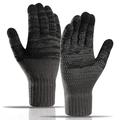 Y0046 1 paio di uomini inverno in maglia antivento guanti caldi Touchscreen Texting guanti con polsino elastico - Grigio Scuro