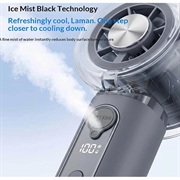 Ventilatore portatile Y72 con nebulizzazione d\'acqua e display intelligente - 3000mAh - Grigio