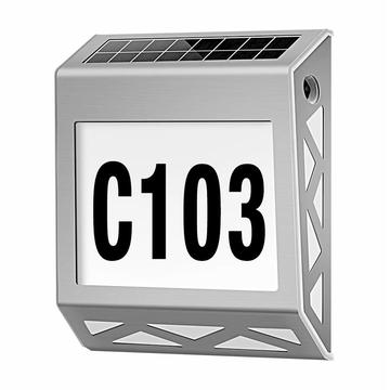 YH1101 Luce solare del numero civico in acciaio inox - Argento