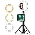 YINGNUOST 26cm LED Ring Light ABS+PC Fill Light con supporto treppiede da 1.6m per TikTok YouTube Video Selfie Makeup