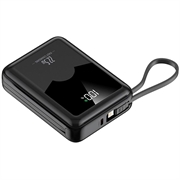 YM-1422 Mini Power Bank 20000mAh - Cavi USB-C e Lightning - Nero