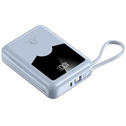 YM-1422 Mini Power Bank da 20000mAh - Cavi USB-C e Lightning - Blu