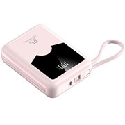 YM-1422 Mini power bank da 20000mAh - Cavi USB-C e Lightning - Rosa