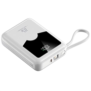 YM-1422 Mini power bank da 20000mAh - Cavi USB-C e Lightning - Bianco