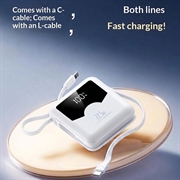 YM-1422 Mini power bank da 20000mAh - Cavi USB-C e Lightning - Bianco